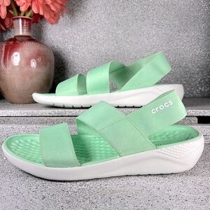 Crocs Mint Green Strappy Sandals Shoes LiteRide Size 5